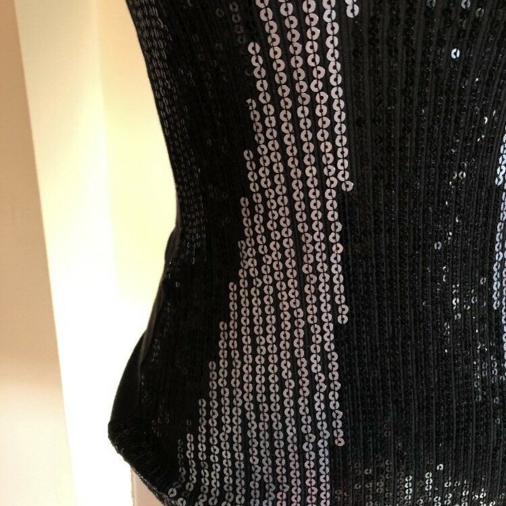 Express Women's Size XS Black Sequin Tank Top Ribbed Shirt Top Sleeveless Shirt - Picture 7 of 8
